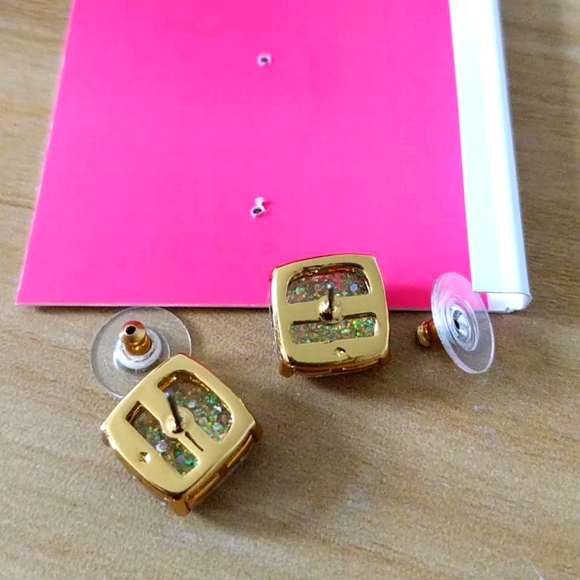 NWT Kate Spade Small Square Glitter Studs Earrings - Picture 8 of 11